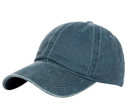 Glamorstar Classic Unisex Baseball Cap Adjustable Washed Dyed Cotton Ball Hat - color: Navy