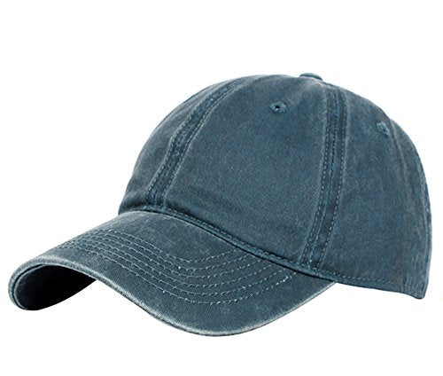 Glamorstar Classic Unisex Baseball Cap Adjustable Washed Dyed Cotton Ball Hat - color: Navy