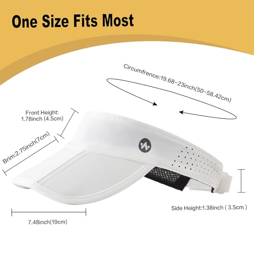 WANDER Sports Sun Visor Hat Mesh Foldable Brim for Men Women Running - color: White