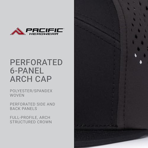 Pacific Headwear Perforated 6-Panel Arch Cap - color: Black
