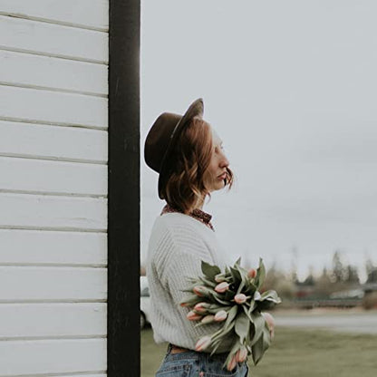 Lisianthus Women Belt Buckle Fedora Hat - color: Coffee