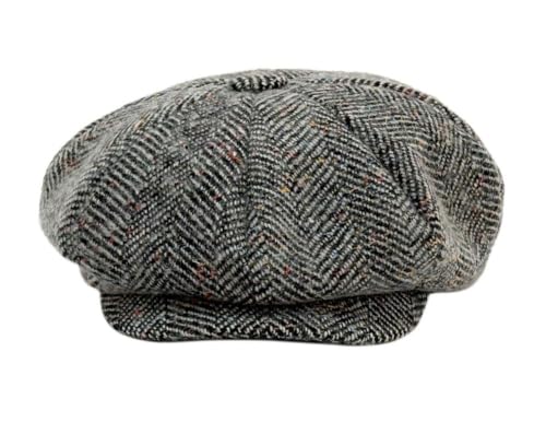 EPOCH Men's Newsboy Cap 8 Panel Wool Blend Gatsby Hat Vintage Big Apple Flat Cap Classic Driving Hat - color: Herringbone