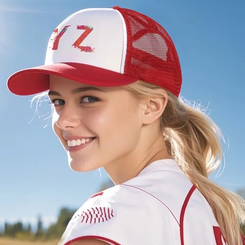 OKBA 5 Pack Sublimation Blank Baseball Cap Adjustable Hat Polyester Mesh Trucker Hats for Men and Women - color: 5pcs Red and White Hat