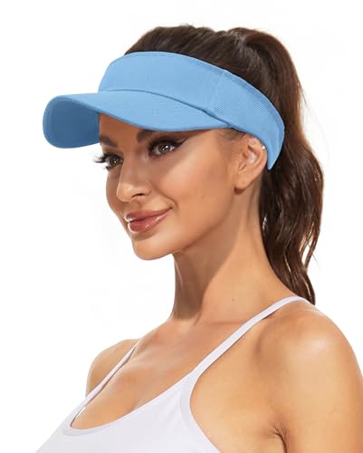 Zando 3.2" Structured Brim Visor Hats for Women, UPF 50+, Golf/Tennis - color: C Blue