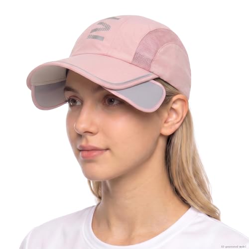 Retractable Brim Baseball Cap Sport Sun Visor Hat for Men Women - color: Pink