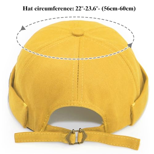 Glamorstar Dome Brimless Hats for Women Men Sailor Docker Beanie Cap Hip Hop Hats - color: Yellow D