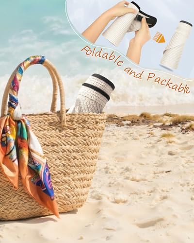 Sun Visor Hats for Women, Summer Straw Beach Ponytail Hat - color: Dark Beige