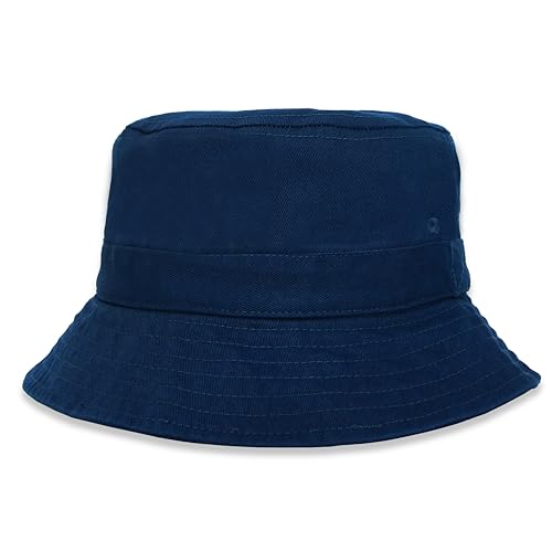 Bucket Hat for Kids, Boy and Girl Sun Hat Kid Ages 4-7 and Big Kids 7-14 Years 100% Cotton for Summer Teen Youth Beach Hat - color: Navy, size: 7-14 Years