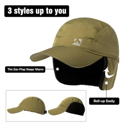TOP-EX Oversize XL XXL Men's Waterproof Winter Baseball Cap Fleece Earflap Trapper Hat for Cold Weather Large Heads - color: Green, size: X-Large-XX-Large