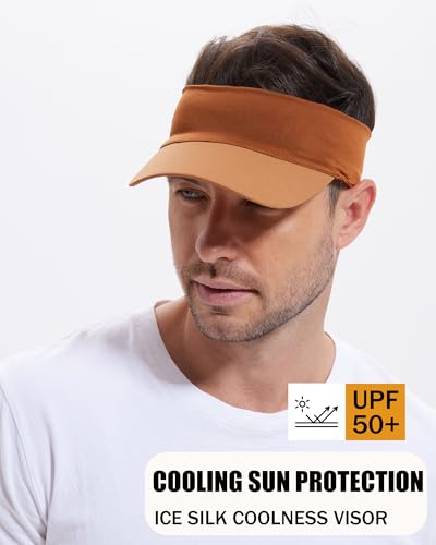Cooling Sun Stretchy Visor Hat for Men Women,Soft Headband Visors - color: 1-camel
