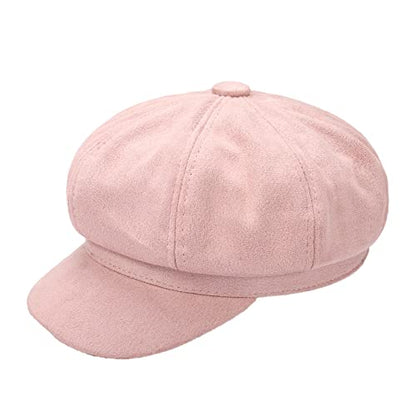 Newsboy Cabbie Baker boy hat Beret Cap for Women Pageboy Visor Paperboy Hat Sailor Fiddler Hat Adjustable - color: Pink Tweed
