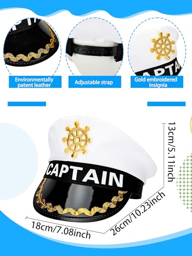 8 Pieces Captain Hats Adjustable White Sailors Navy Marine Admiral Caps for Yacht Theme Party Costume Accessory - color: Style 13