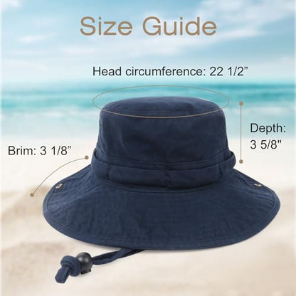 Bucket Hat UV Protection Sun Hat, Boonie Fishing Safari Hats for Outdoors - color: Navy Blue