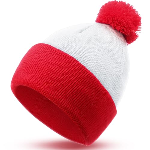 Shinymoon Halloween Knit Pom Beanie Hat Cosplay Headwear - color: White