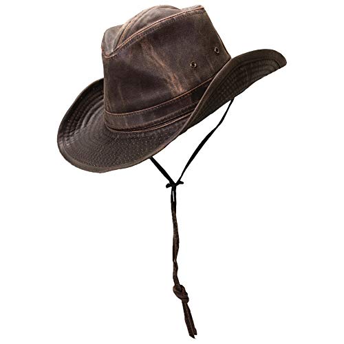 Dorfman - Outback Hat for Men, Weathered Cotton, UPF50+ UV Protection - color: Brown, size: XX-Large