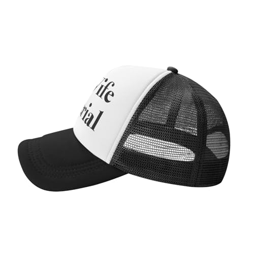 Funny Trucker Hats for Women Country Women's Trucker Hats Breathable Mesh Summer Caps Adjustable Pink Hats - color: 4th Wife Material-black