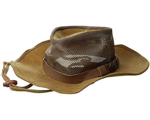 Outback Trading Company Unisex 1472 Kodiak with Mesh Sun-Protective Waterproof Breathable Outdoor Cotton Oilskin Hat - color: Field Tan, size: Large