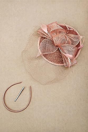 BABEYOND Fascinators Hats for Women Pillbox Kentucky Hat with Feather Veil - color: Nude Pink
