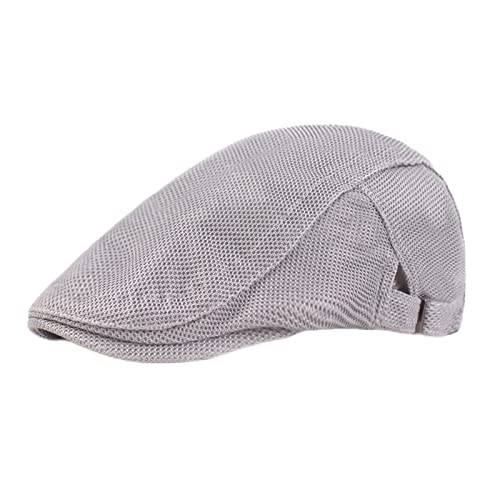 Lifup Unisex Mesh Newsboy Hat Breathable Summer Flat Cap - color: Light Grey 2