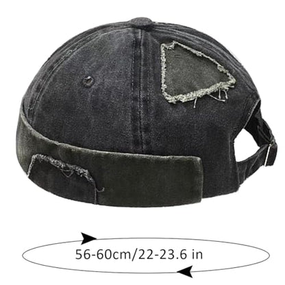 Men Dome Brimless Hats Sailor Docker Beanie Cap Hip Hop Skull Caps - color: Denim Black