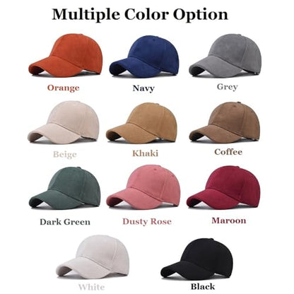 TOPTIE Suede Baseball Cap Hat, Adjustable 6 Panel Structured - color: Grey