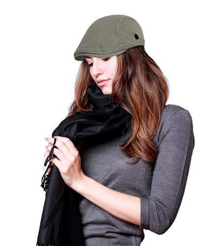 DIYDECAL Cotton Newsboy Flat Caps for Men, Womens Cabbie Driving Beret Hats - color: Green