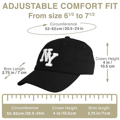 NY 3D Embroidered Dad Hat - New York Baseball Cap - color: Black