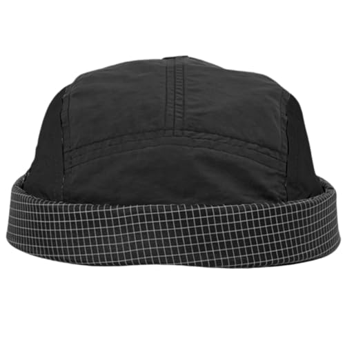 Retro Docker Cap - Quick Dry Sailor Hat with Vintage Stitching, Street Hip Hop Design for Men & Women Outdoor Style - color: Black