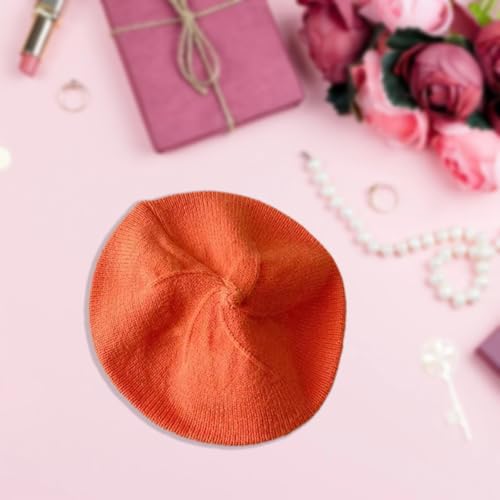Infant Baby Boys Girls Beret & Beanie Hat - Toddler Kids Knitted French Artist Skull Hat - Fall Winter - color: A-orange