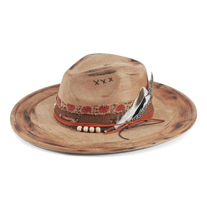 Wide Brim Fedora Hat for Men Women Retro Western Felt Hats - color: Khaik