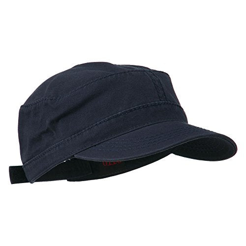 Garment Washed Adjustable Army Cap - color: Navy Osfm