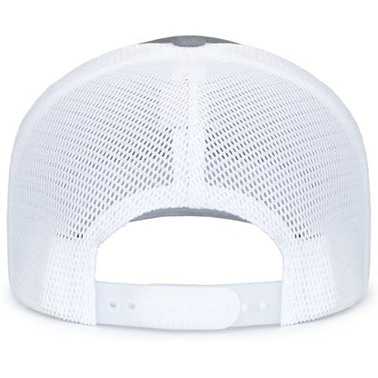 Pacific Headwear Contrast Stitch Trucker Pacflex Snapback Cap - color: Heather Grey/White/Heather Grey