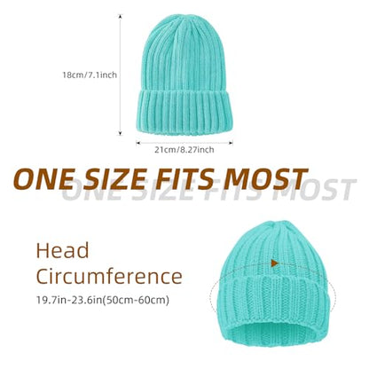 ZOORON 1&2 Winter Beanie for Women Soft Warm Slouchy Knit Hat Ski Stocking Cuffed Cap - color: Lake Blue