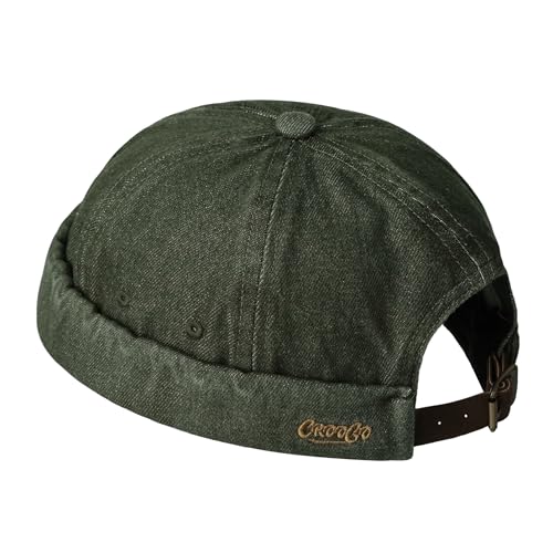 Clakllie Cotton Docker Hat Brimless Hats for Men Retro Sailor Skullcap - color: Fma2503-green