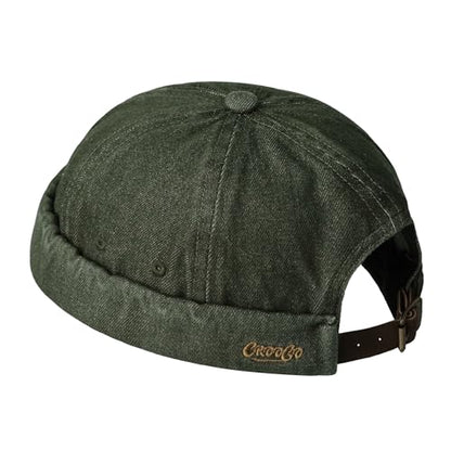 Clakllie Cotton Docker Hat Brimless Hats for Men Retro Sailor Skullcap - color: Fma2503-green
