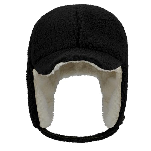 Clakllie Snow Trapper Trooper Hat with Ear Flap for Skiing Women's Ushanka Warm Winter Hat - color: Cdus-pl07-black