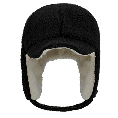 Clakllie Snow Trapper Trooper Hat with Ear Flap for Skiing Women's Ushanka Warm Winter Hat - color: Cdus-pl07-black