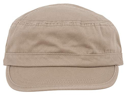 Wholesale Enzyme Washed Cotton Army Cadet Castro Hats - color: Khaki