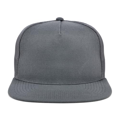 Lids Blank Essential 5-Panel Trucker Adjustable Snapback Hat - color: Charcoal