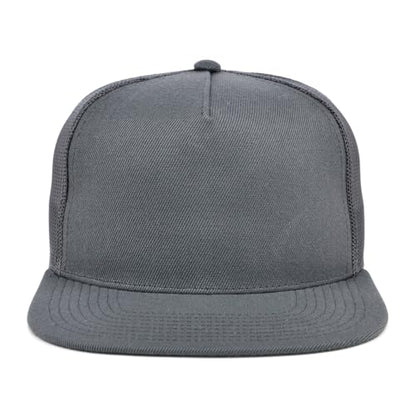 Lids Blank Essential 5-Panel Trucker Adjustable Snapback Hat - color: Charcoal