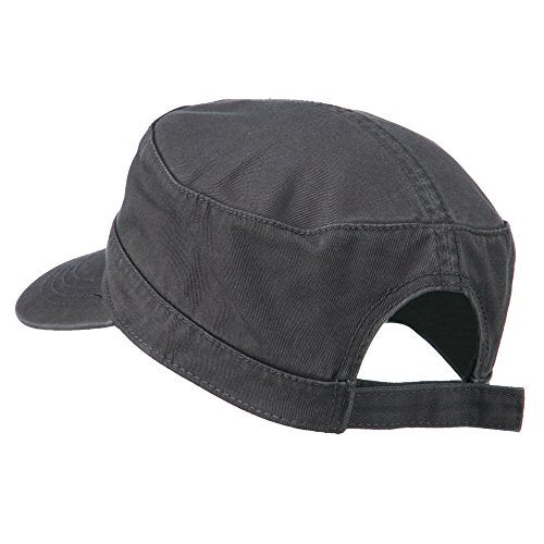 Garment Washed Adjustable Army Cap - color: Charcoal Grey