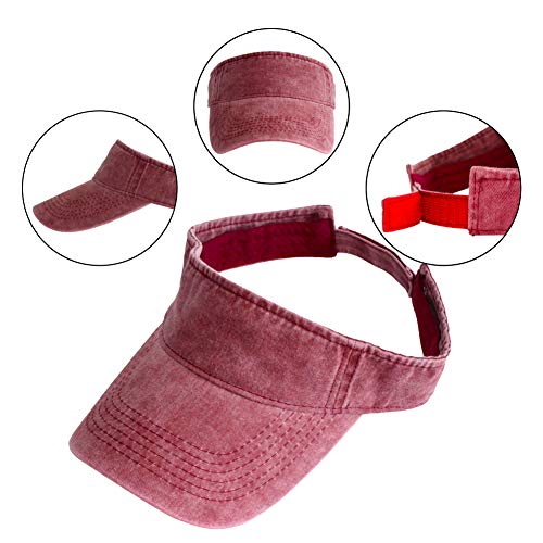 HH HOFNEN Sports Sun Visor Hats Cotton Adjustable Golf Caps for Men Women - color: #1a Burgundy