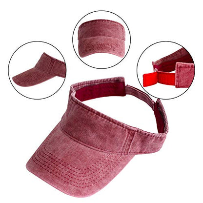 HH HOFNEN Sports Sun Visor Hats Cotton Adjustable Golf Caps for Men Women - color: #1a Burgundy