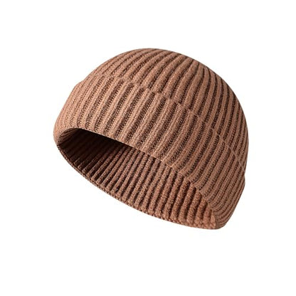 Fisherman Beanie for Men Knit Trawler Beanie Short Cuffed Watch Cap for Men Women - color: Khaki
