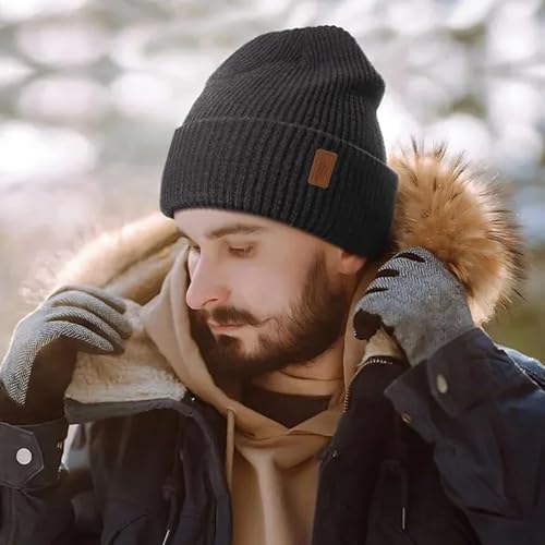 Winter Beanie for Men Women, Cuffed Knitted Fleece Lined Unisex Soft Warm Running Cycling Ski Hat Stocking Beanies Skull Cap - color: Light Grey