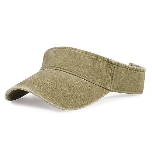 HH HOFNEN Sports Sun Visor Hats Cotton Adjustable Golf Caps for Men Women - color: #1c Khaki