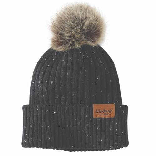 Carhartt Women's Knit Faux Fur Pom-pom Beanie - color: Black Nep