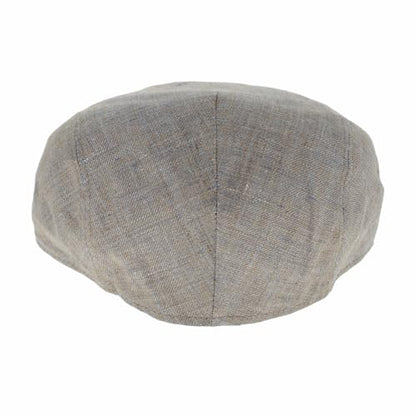 Hats in the Belfry Italia Men's Flat Cap, 100% Linen, Blue Brown Cream Plaid, Made in Italy, Newsboy Style, Casual Wear - color: Tan, size: Medium