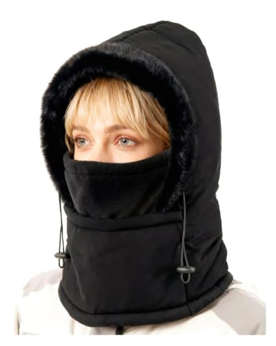 Balaclava Fleece Ski Mask, Windproof Face Cover for Men and Women - color: Black