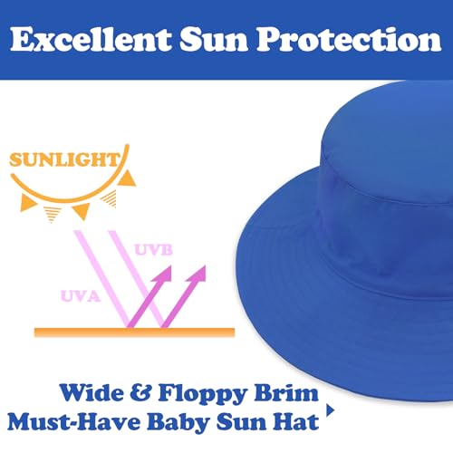 Sarfel Baby Sun Hat Summer Baby Boy Hats UPF 50+ Sun Protection Toddler Hat Bucket for Baby Girl Adjustable Kid Cap - color: Blue, size: 6-24 Months